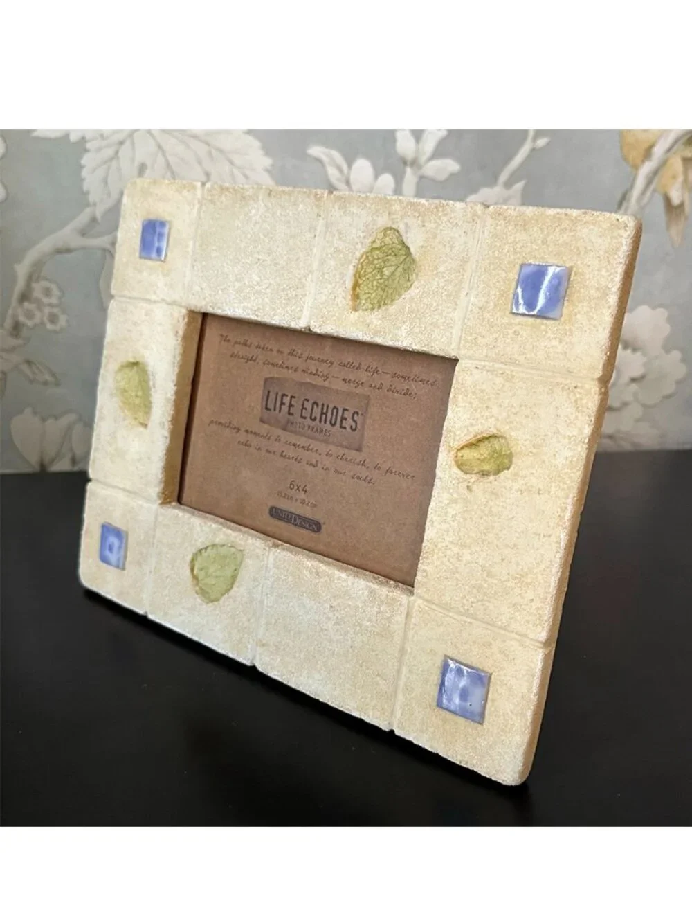 Vintage Life Echoes Botanical Leaf & Tile 4x6 Picture Frame Stone Look